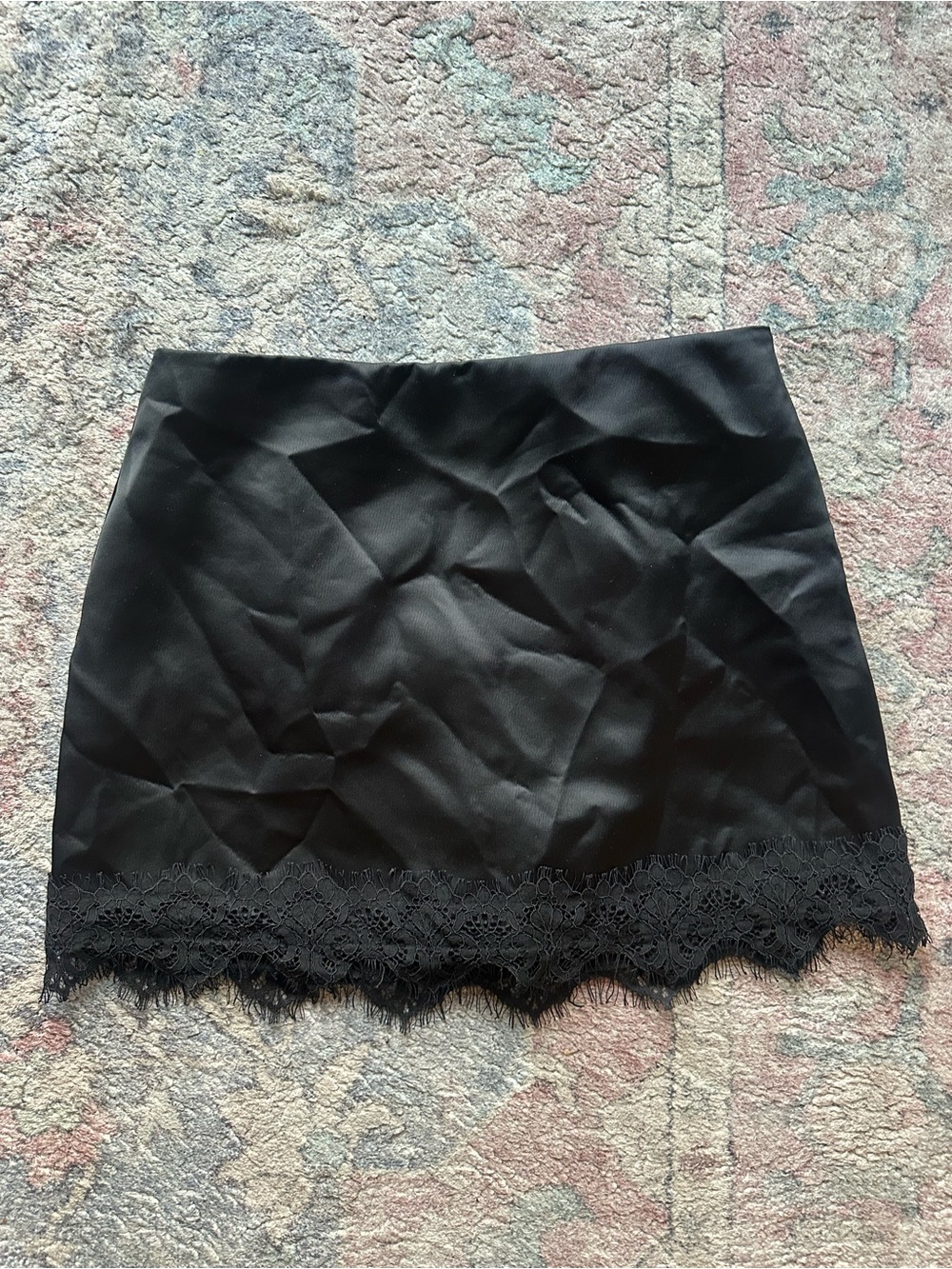 Zara Black Mini Skirt with Lace Trim
